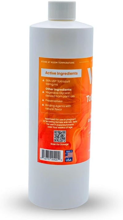 Toltrazuril 5.0% for Horses, Dogs, Cats, 500mL/16.9 Ounce, for Non-Food Chain Animals