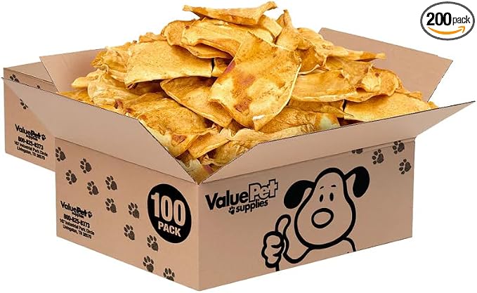 ValueBull USA Rawhide Chips, Chicken Infused, 200 Count Bulk Pack - Natural & Safe, USA Beef Hide, Long Lasting, Chemical Free, No Artificial Flavors