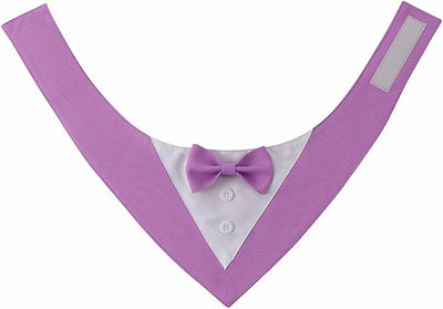 Tuxedo Dog Collar for Wedding Engagement and Birthday, Formal Dog Bandana Collar Costume with Bow Tie and Adjustable Buckle,Suitable for Small Medium Large Dog. (Purple, XS)