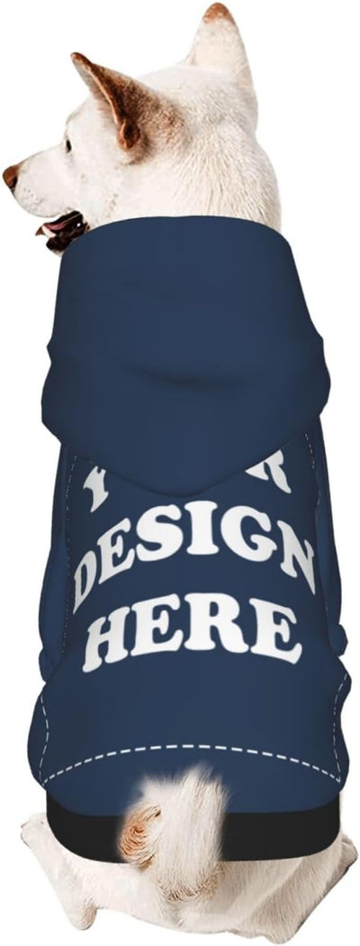 Dog Costume, Custom Dog Hoodie, Dog Name Costume Holiday Pet Pajamas Outfit, Personalized Pet Coat Costumes for Small Medium Large Dogs and Cats for Winter, Navy, L