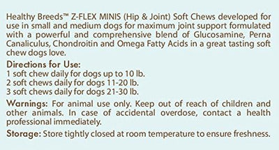 Healthy Breeds Portuguese Podengo Pequeno Z-Flex Minis Hip and Joint Support Soft Chews 60 Count