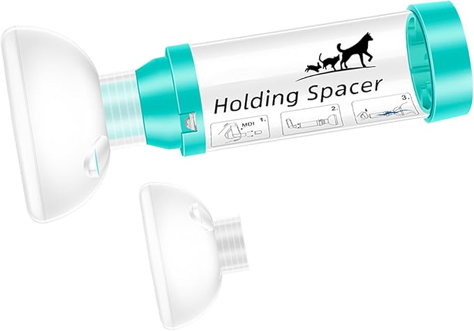 Cat Inhaler Spacer with Round Silicone Mask – Feline Aerosol Chamber for Cats with a Respiratory Condition (Includes 2 Mask Sizes)