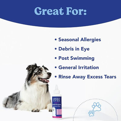 Angels' Eyes Multi-Purpose Sterile Eye Wash for Dogs & Cats | 4 oz Eye Cleaner & Rinse | Tear Stain Reducer with Boric Acid | Soothes Allergies, Debris, Mucus & Weepy Eyes | Vet Formulated