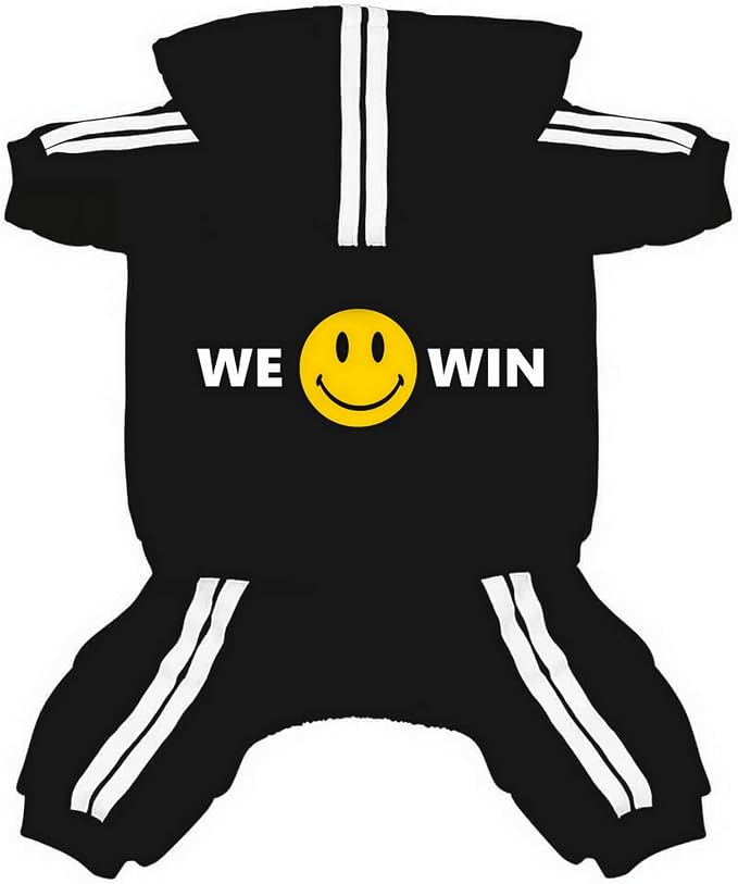 Pet Outfit - Cute Dog Hoodie Tracksuit Sweater Winter Clothes Pajamas Jumpsuit 4-Legs Black for Puppy Small Medium Large Dogs Girl or Boy (5X-Large)