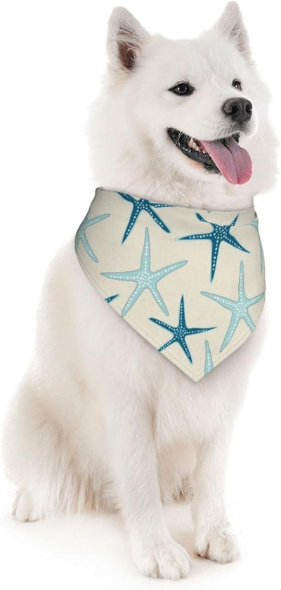 Nautical Starfish Beach Coastal Sea Beachy Funny Colorful Nave Blue Dog Bandana Scarf Triangle Bibs Pet Accessories Cat Kerchief