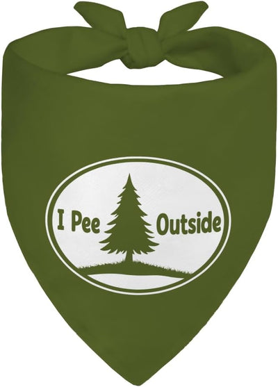 I Pee Outside Green Dog Bandana, Humor Pet Scarf Photo Prop for Outdoor Adventure Hiking Camping Mountain, Funny Spring Summer Pet Bandana Accessory, Christmas Birthday Gifts for Dog Lover
