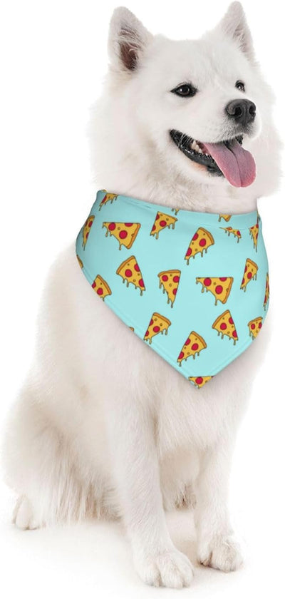 Pizza Blue Food Dog Bandana Scarf Triangle Bibs Pet Accessories Cat Kerchief