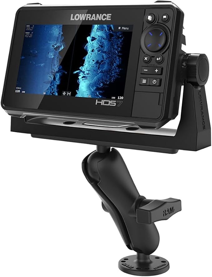RAM MOUNTS Drill-Down Marine Electronics Mount – Fish Finder & GPS Mount with Medium Arm (RAM-111U)