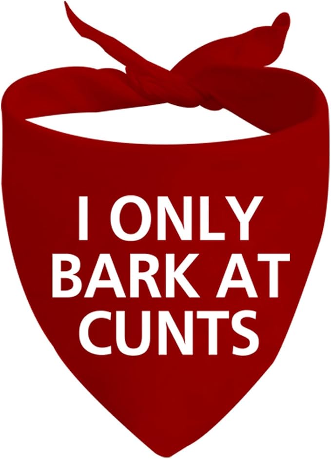 JXGZSO 1 Piece I Only Bark At Cunts Dog Bandana Humorous Dog Bandana Reactive Bandana Rude Gift (Bark At Cunts Dog)