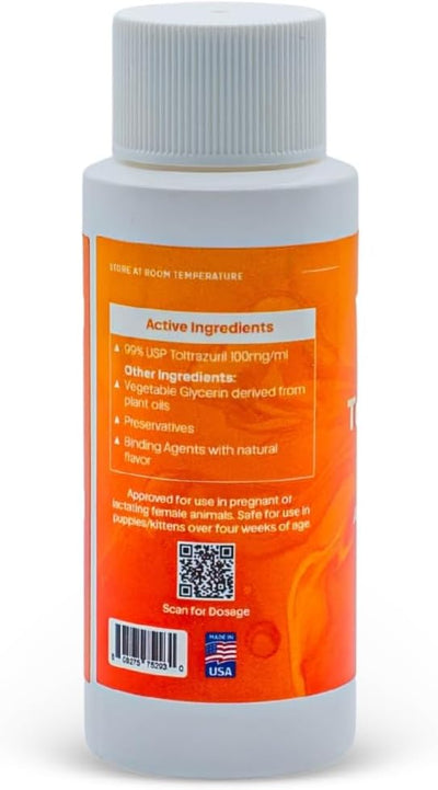 Toltrazuril 10.0% for Horses, Dogs, Cats, 60mL/2 Ounce, for Non-Food Chain Animals