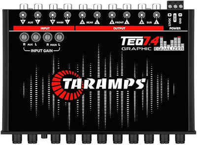 TARAMPS TEQ 7.4 Pro Car Audio Systems 7 Band Graphic Equalizer EQ Blue Lighting Advance Capability Input Channel Adjustment Main Volume Control Adjustable Subwoofer Volume with LPF