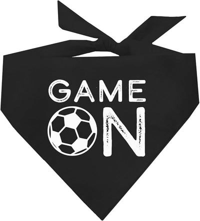 Game On Soccer Dog Bandana | 100% Cotton Adjustable Triangle | Made in USA | Soccer| Sports | Biggest Fan | Game Day | Black, X-Small (1073)