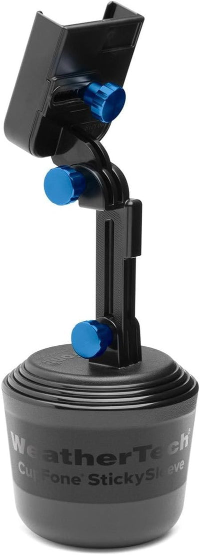 WeatherTech CupFone with Extension – Adjustable, Universal Cup Holder Cell Phone Mount Car & Truck Accessory – Best Design for iPhone & Smartphone Charging – Royal Blue Metal Knobs