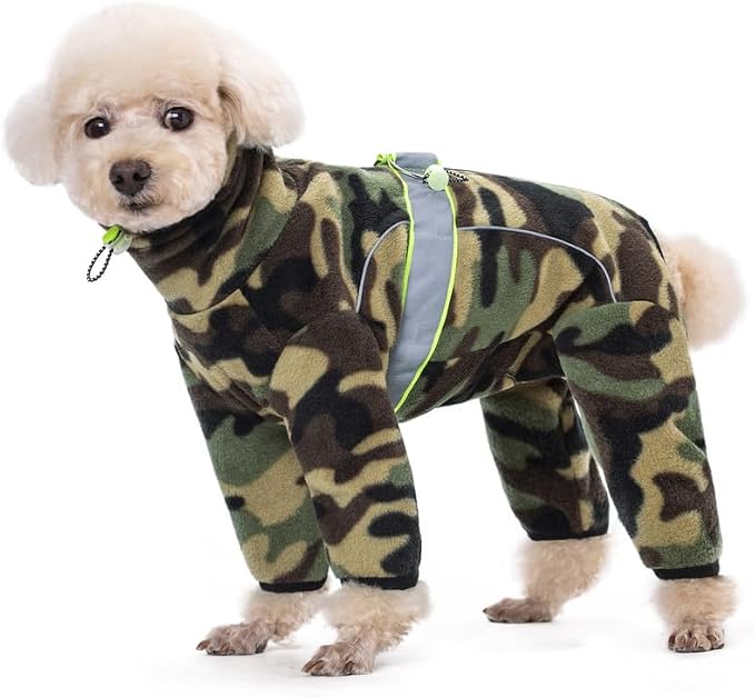Polar Fleece Dog Coats for Small Medium Dogs, Winter Jacket Sweater Vest Bodysuit, Four-Legged Warm Clothes Pajamas