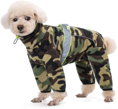 Polar Fleece Dog Coats for Small Medium Dogs, Winter Jacket Sweater Vest Bodysuit, Four-Legged Warm Clothes Pajamas
