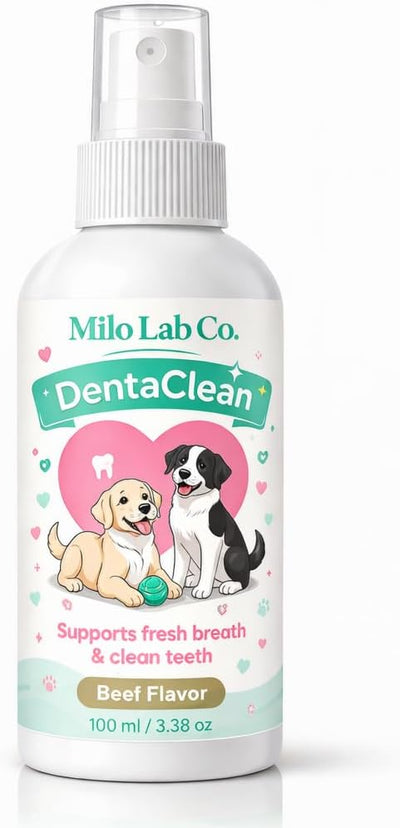 Milolabco Probiotic Dental Spray, Milo Lab Co Dentaclean Spray for Dogs, Freshens Breath, Supports Healthy Gums & Teeth, with Probiotics, Calendula Extract & Brown Algae, 100 ml/3,38 Oz