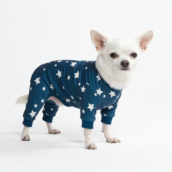 Spark Paws Dog Pajama, Dog Recovery Suit Male, Onesie, Ultra-Soft and 4-Way Stretch, for Small Medium and Large Breed - Stars - S