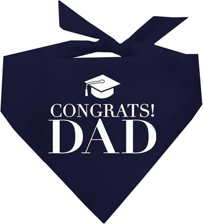 Congrats Dad Dog Bandana | 100% Cotton Adjustable Triangle | Made in USA | Graduation | College | Senior Year | Family Support | Class of |Navy, X-Small (420)