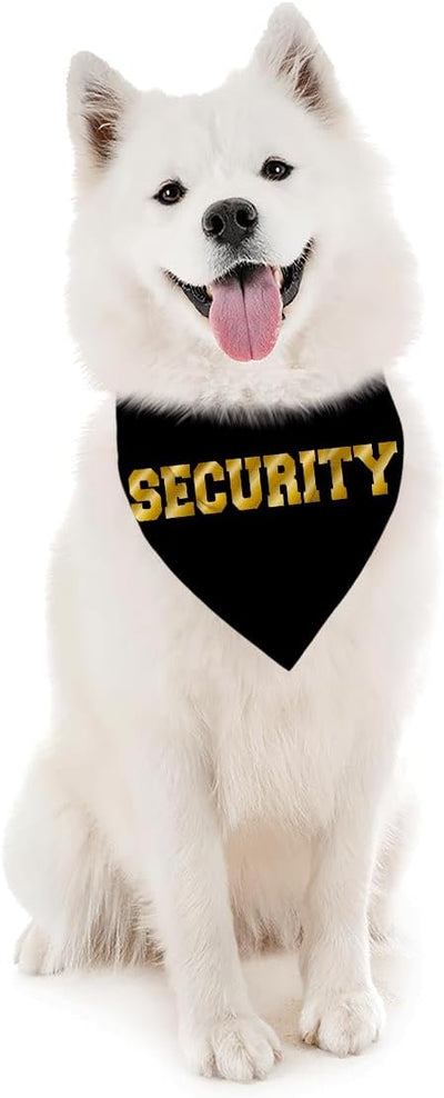 Security Dog Bandana, Black Gold Pet Dog Scarf Accessories, Pet Dogs Triangle Scarf, Dogs Bandana for Small Medium, Gifts for Pets Lovers, Suitable for Pets Boy Girls
