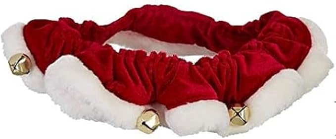 Dog Santa Ruffle/Scrunchy |3 Boys pet Boutique | Christmas Holiday (Size - Extra Small) Easy Fit Soft Elastic | Neckware with Bells for Your Dogs/Cats | Great for Dog Owners |