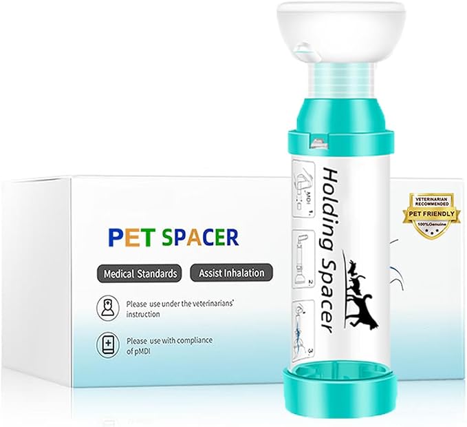 Cat Inhaler Spacer with Round Silicone Mask – Feline Aerosol Chamber for Cats with a Respiratory Condition (Includes 1 Mask Sizes)