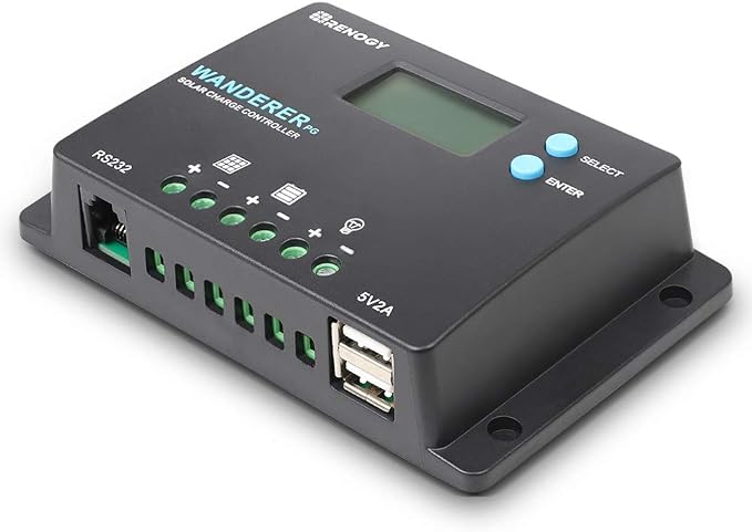 Renogy 10A 12V/24V PWM Positive Ground Solar Charge Controller Regulator Compact Design w/ LCD Display for Deep Cycle Sealed AGM, Gel, Flooded Battery (Not for Lithium)