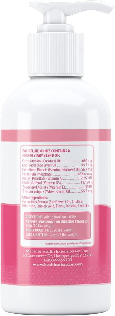 Health Extension Skin & Coat Supplement for Dogs & Puppies, 16oz - Omega 3 & 6 Rich Formula for Healthy Skin & Shiny Coat, Reduces Shedding & Itching