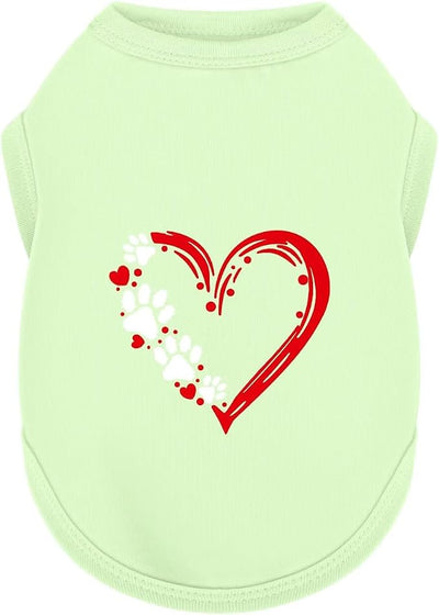 Discover Cozy Sleeveless Canine Wear: Soft, Lightweight, and Breathable Cotton Dog Shirt Featuring Heart and Paw Graphics. Vest Tank Top is Ideal for Small, Medium, and Large Breeds Light Green M