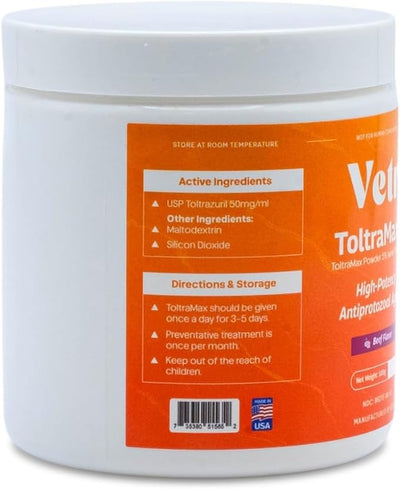Vetr's Toltramax Toltrazuril Powder for Horses, Dogs, Cats, 100g (5.0%, Beef)