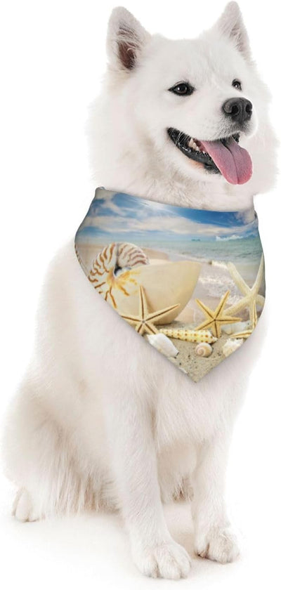 Sea Shells Star Fish Ocean Beach Tide Pool Dog Bandana Scarf Triangle Bibs Pet Accessories Cat Kerchief