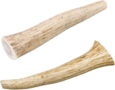hotspot pets Premium USA Sourced Deer Antlers for Dogs - 7+ Inch Large Antler Dog Chews (2 Pack) Naturally Shed Antler Bone for Large Breed Aggressive Chewers - Promotes Dental Hygiene