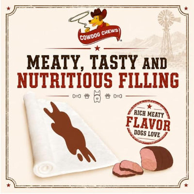 Cowdog Chews Rawhide Gourmet Meaty Rolls 7-8" (10 Count) – Premium Dog Treats with Savory Beef Filling, Long-Lasting Chew for Aggressive Chewers, High-Protein, Natural Ingredients