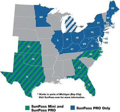 Sun Pass Pro Universal Toll Transponder – Prepaid Electronic Pass for Florida & 21 Additional States (MINI)