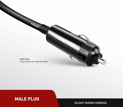 Nilight NI-WA-01C Cigarette Lighter Extension Cord Cable Heavy Duty 14ft 12V/24V Car Charger with Cigarette Lighter Socket