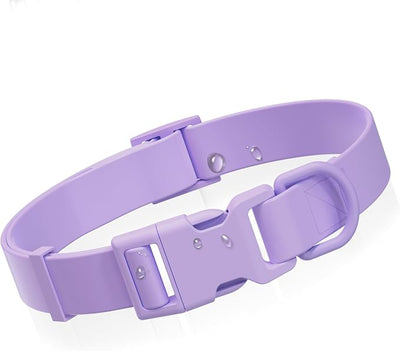 Waterproof Dog Collar, Rubber Adjustable Collars with Quick Release Buckle, Odor-Resistant, Easy to Clean Pet Collars for Small Medium or Large Dogs (Purple, M 11.8-18.5 inch)