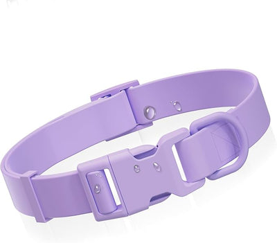 Waterproof Dog Collar, Rubber Adjustable Collars with Quick Release Buckle, Odor-Resistant, Easy to Clean Pet Collars for Small Medium or Large Dogs (Purple, L 15.4-24.8 inch)