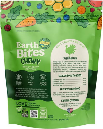 Earthborn-Holistic Dog Treats Chewy Variety Pack - 4 Delicious Earth Bites Flavors: Lamb, Bison, Turkey, & Salmon (7oz Each)