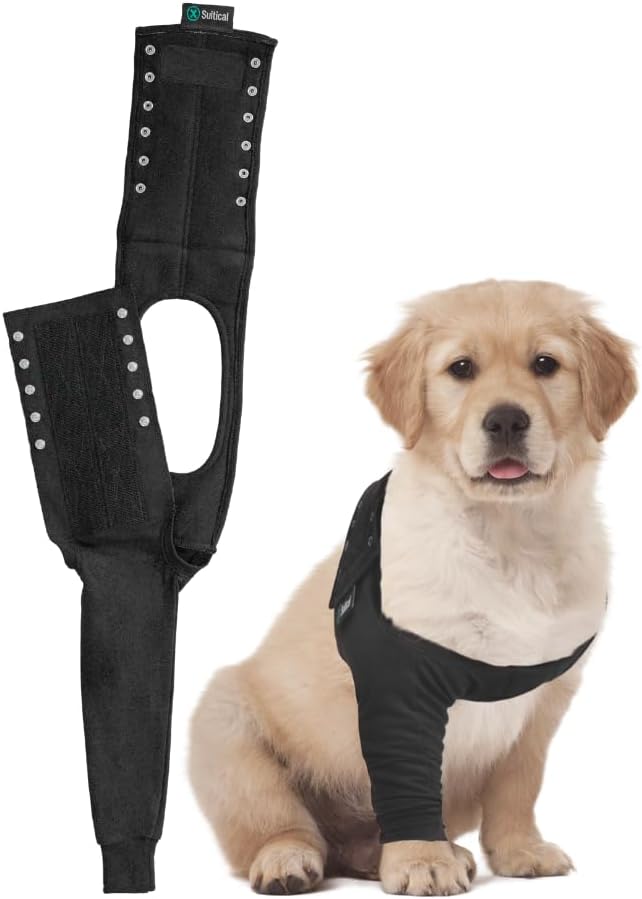 Suitical Recovery Sleeve for Dogs | Front Leg Protection After Surgery | Dog Leg Sleeve to Stop Licking | Machine Washable | Chest Circumference 10.6”- 13” | Sleeve Length 3.9” | 3XS | Single Sleeve