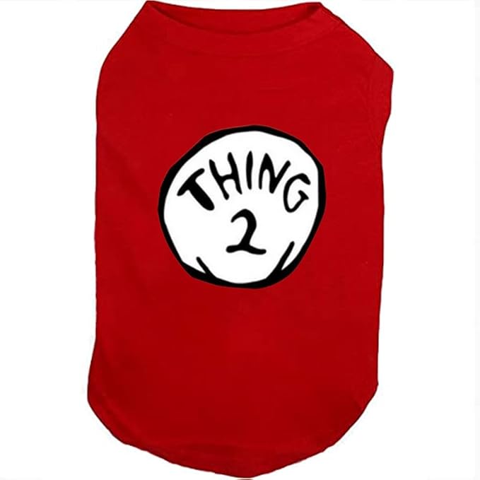 Dog Shirts for Pet Clothes Soft Breathable Puppy Shirts Pop Culture Thing 1 to Thing 9 Printed Pet T-Shirt (RED-2, X-Small)