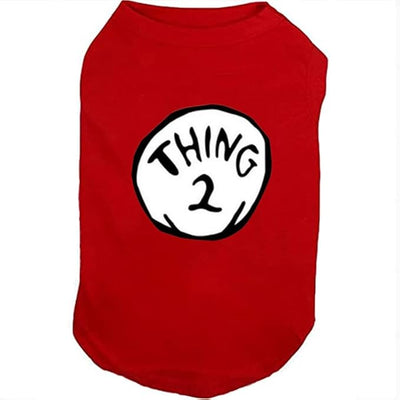 Dog Shirts for Pet Clothes Soft Breathable Puppy Shirts Pop Culture Thing 1 to Thing 9 Printed Pet T-Shirt (RED-2, X-Small)