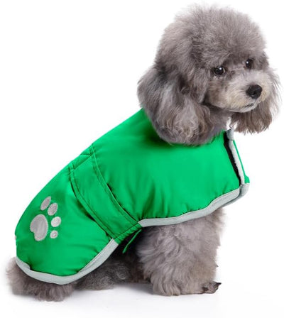 Queenmore Dog Winter Coat, Cold Weather Fleece Jacket for Dogs, Waterproof Reflective Reversible, for Small, Medium and Large Dogs (Green, XL)