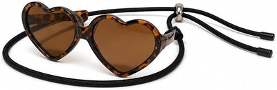 G016-1 Dog Pet Heart Costume Sunglasses for Small to Medium Breed (Up to 15 lbs, Heart Tortoise Brown)