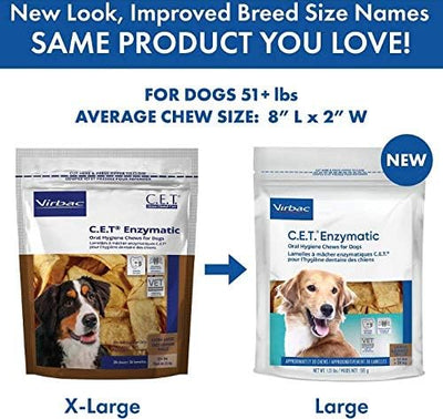 C.E.T. Enzymatic Oral Hygiene Chews for Large Dogs (51+ Pounds) - 90 (chews) by Virbac