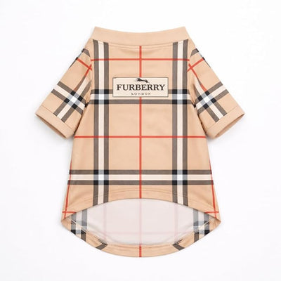 Luxury Designer Dog T Shirt – Trendy Puppy Clothes for Small Dogs, Fashion Pet Tee for French Bulldogs & Chihuahuas, Everything Chic Dog Apparel (FurberryTee, Medium)