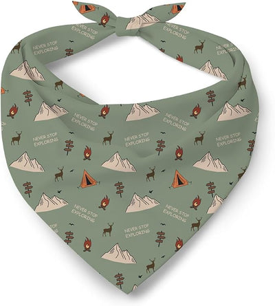 Adventure Themed Dog Bandana, Never Stop Exploring Hiking Pet Scarf, Outdoor Pets Accessory Bandana for Small and Medium Dogs, Adjustable Triangle Dog Scarf