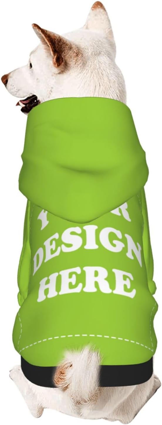 Dog Clothes, Custom Dog Hooded Sweatshirt, Personalized Pet Costume Robe Shirt with Text/Image/Club Name/Pet Shop Logo for Small Medium Large Dogs and Cats, GrassGreen, XS