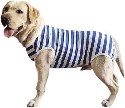 Dog’s Recovery Suit Post Surgery Shirt for Female Male Dog, E-Collar Alternative Wound Protective Clothes (Blue white-5xl)