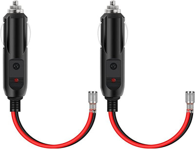Nilight 10028W 2 Pack Cigarette Lighter Male Plug with Leads 10Amp Fuse with LED Light Car Replacement Cigar Male Socket Plug Extension Cable