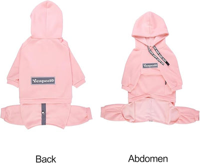 Dog Hoodies Winter Coat for Large Medium Dogs, Pullover 9 Legs Warm Coat Hooded Sweatshirt, Fleece Hoodie for Cold Weather (Pink, 3X-Large)