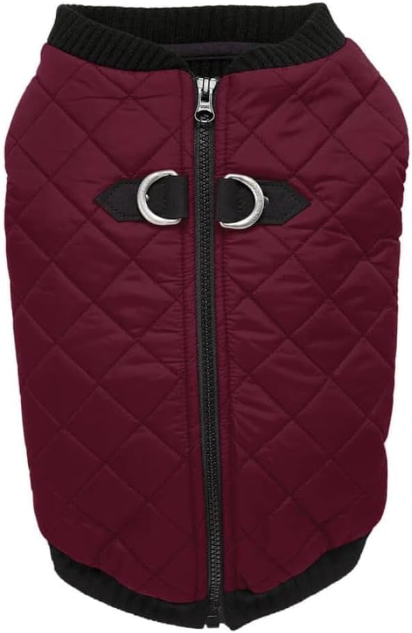 Gooby Fashion Vest Dog Jacket - Purple, Small - Warm Zip Up Dog Bomber Vest with Dual D Ring Leash Water Resistant for Small to Medium Dogs